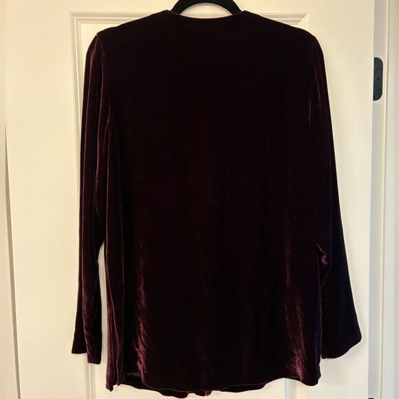 EILEEN FISHER Velvet Jacket Burgundy Women’s Size Small - Picture 2 of 5